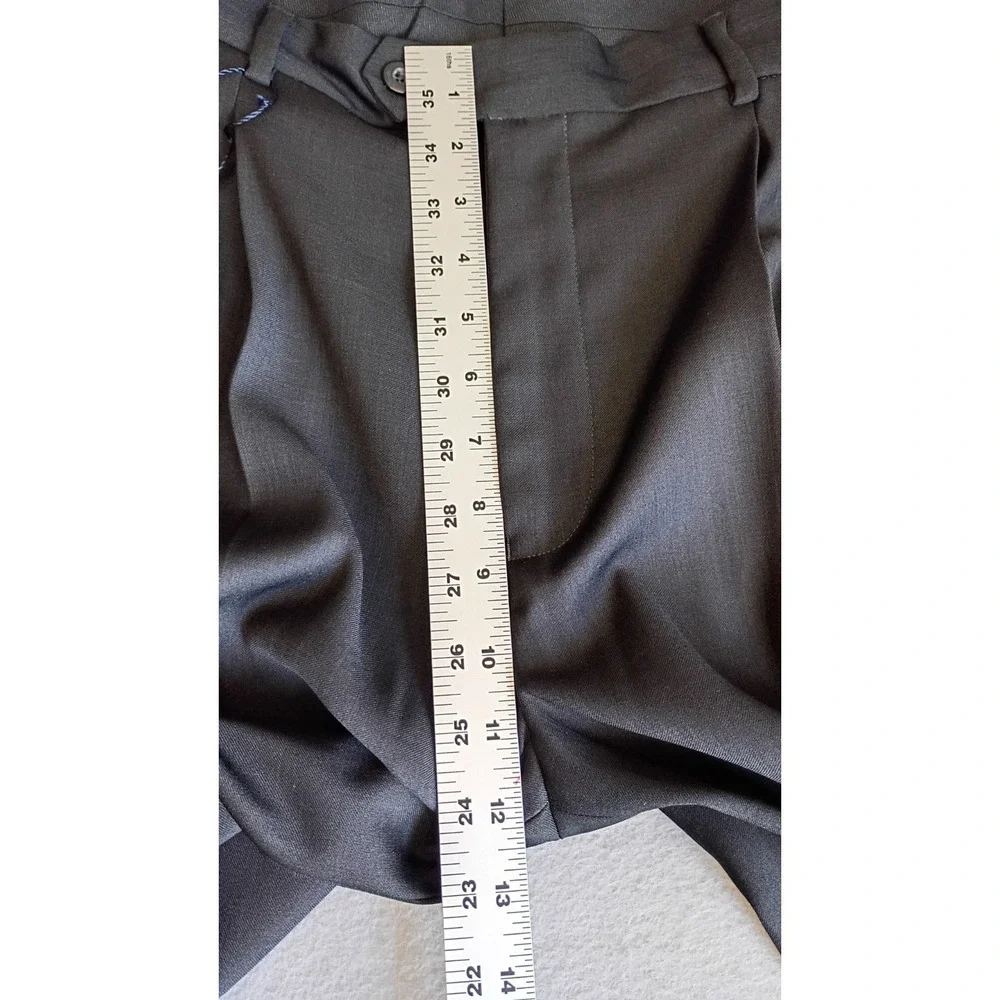 NWT Stafford Essentials Men's Classic Fit Pleated Cuffed Pants Charcoal 34
